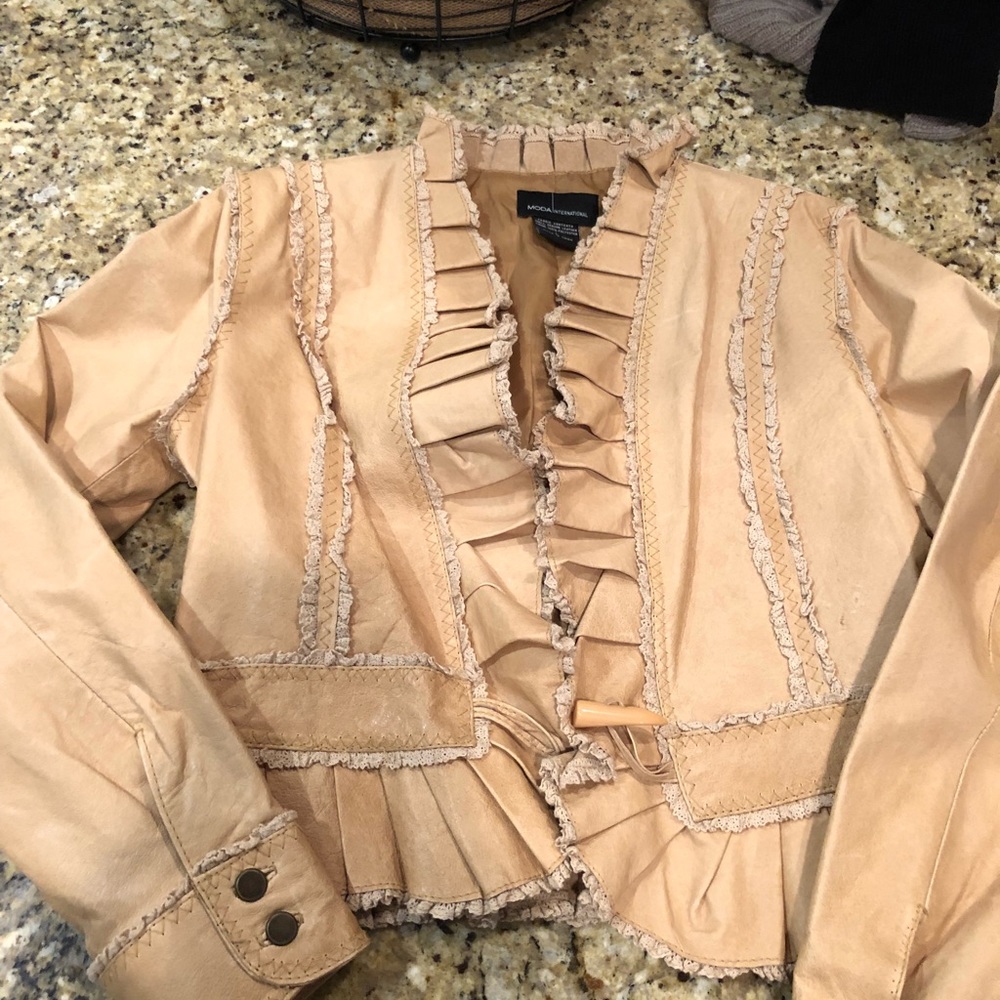 Victoria Secret camel colored leather coat